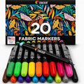 Zenacolor - 20 Fabric Markers Permanent for Clothes - Fine Point