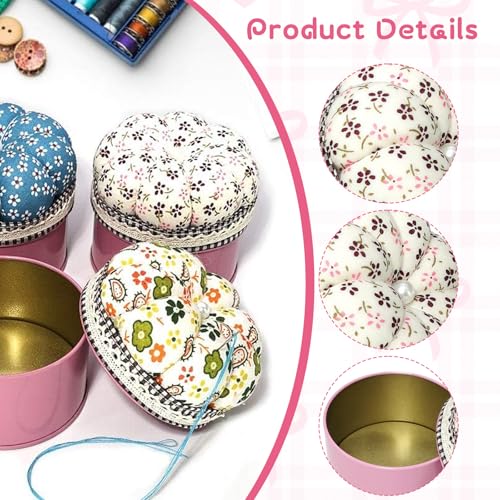 Cute Pumpkin Pincushion with Lid Storage Box - Small Sewing Needle Cushion Holder Decorative Pin Keeper for Sewing Supplies(Pink)