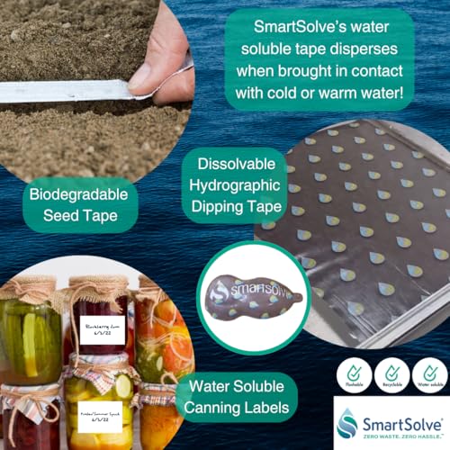 Water-Soluble Tape | 2” x 60 Yards | Dissolves Quickly in Water | Self Adhesive | Mask for Hydrographics & Double Dipping | Crafts & Labels | Biodegradable | Eco-Friendly - size: 2-Inch x 60yd