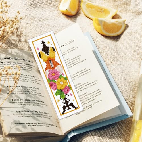 ORIGACH 6 Set Mannequin with Flowers Cross Stitch Bookmark Kit for Beginner - style: Mannequin with Flowers