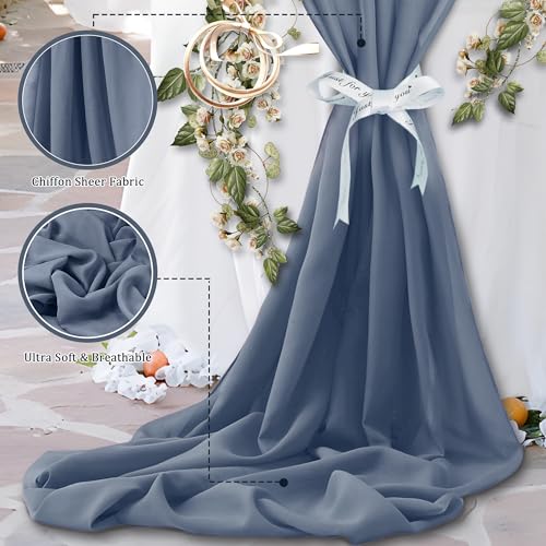 Horbaunal Dusty Blue Chiffon Fabric by The Yard, 1 Yard Precut Sheer Fabric - color: Dusty Blue, size: 1 Yard