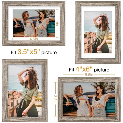 Vittanly 4x6 picture frame, Matted for 3.5x5 Photos, Grayish Brown - color: Grayish Brown, size: 4x6