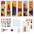 ORIGACH 6 Set Sunset Landscape Cross Stitch Bookmark Kit for Beginner - style: Landscapes