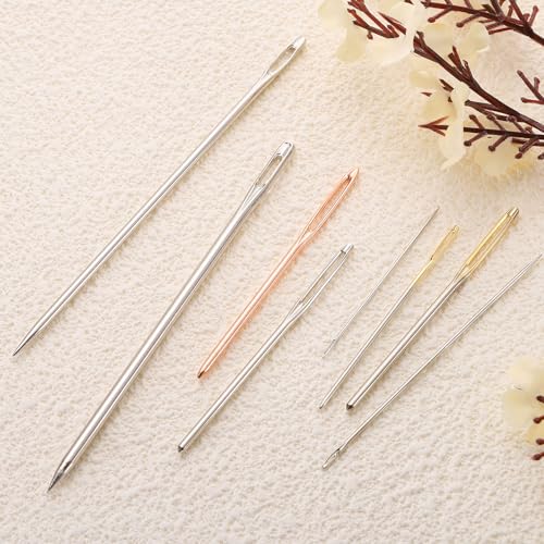 uxcell 100Pcs Large Eye Needles, 2.09" 1.6mm High Carbon Iron Embroidery Thread Needle Sewing Blunt Needle Knitting Needles for Hand Sewing Art Crafts, Silver - size: 1.6x53mm