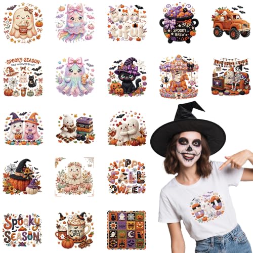 20 Pcs Halloween Iron on Transfers for T Shirts - color: Faux Yarn Halloween