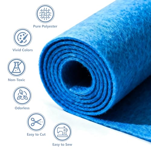 Blue Stiff Felt Sheet 36'' X 36'', 1mm Large Felt Fabric Sheet for Crafts - color: Blue