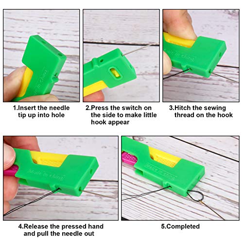 Mudder 46 Pcs Needle Threader Kit, Sewing Tool Kit for Hand Sewing with 30 Pcs Automatic Needle Threader, Embroidery Needles, Seam Ripper and Thimble for Beginners, DIY, and Travel
