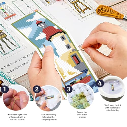 FREEBLOSS 6 Set Cross Stitch Bookmark Kit 11CT Lighthouse Scenery Pattern - style: LightHouse