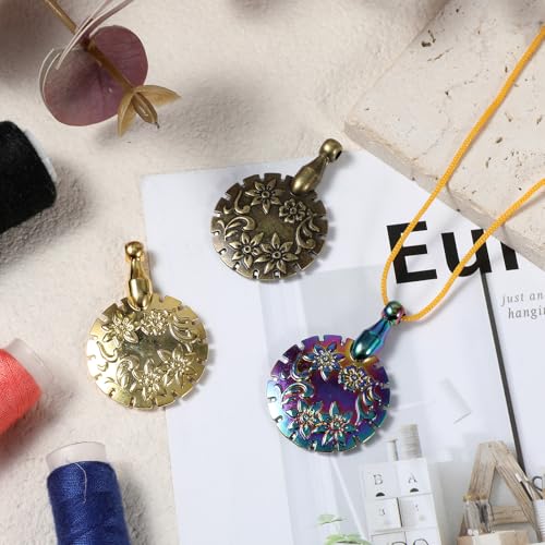 3 PCS Yarn Cutter Pendant Antique Gold Silver Metal Pendant Thread Cutters Floss Round Yarn Cutter Tool Round Shape for DIY Sewing Tools Knitting Supplies