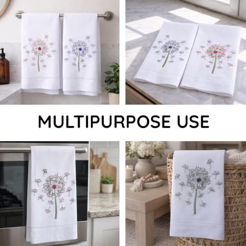 Bathroom Hand Towels Set of 2, Pink Purple Dandelion - color: 1153 - Pink Purple Dandelion