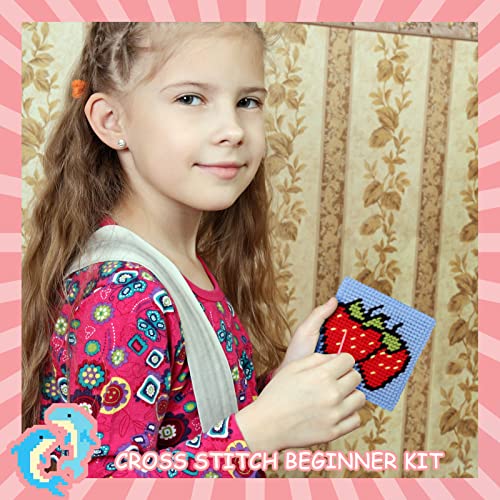 Pllieay 10-in-1 Cross Stitch Beginner Kit for Kids, Embroidery Kit
