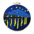 Meecaa Rhone Starry Sky Night Embroidery Kit Starter Set, Hand Embroidery Set,Pattern Printed Cross Stitch Set for Beginner Adults, with Embroidery Hoop and Instructions (Rhone Starry Sky) - color: Rhone Starry Sky