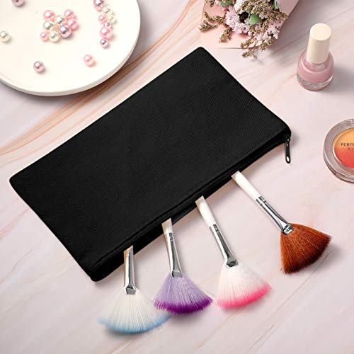 Shappy 40 Pieces Canvas Pouch Zipper Pen Makeup Cosmetic Bag, Black - color: Black
