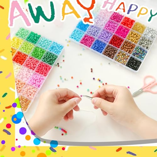 6720pcs 48 Color Glass Seed Beads Kit, 4mm 6/0 with Tools & Accessories - color: 48 Colors