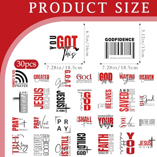 30 Pcs Christian Bible Verse DTF Transfers Ready to Press DIY Craft - style: Christian Bible Verse