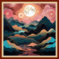 Findvoor Stamped Cross Stitch Kits for Beginners Full Range of Cross Stitching Embroidery Pattern for Adults, 11CT DIY Needlepoint Embroidery Starter Kits-Moon Mountains Rivers 17.7x17.7 inch - color: StampedKits 26