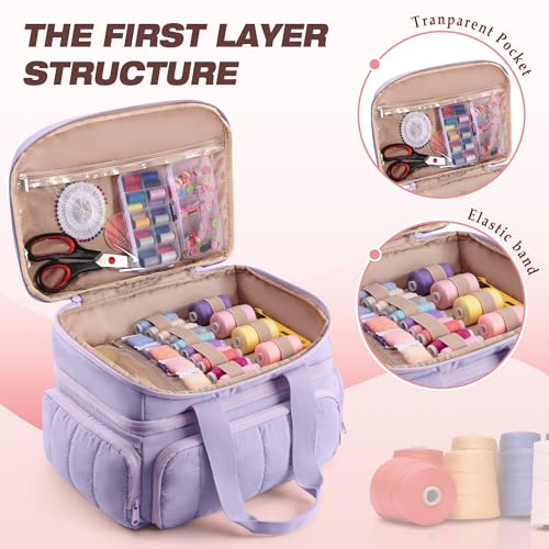 Marscamd Sewing Organizer Bag with Detachable Dividers, Purple (Bag Only) - color: Purple