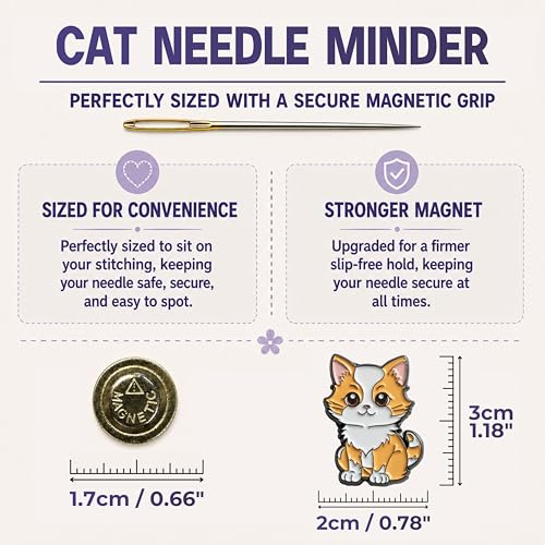 The Quilted Bear Magnetic Needle Minder, Small, Cat - color: Cat