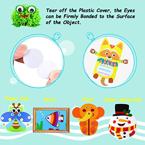 FEBSNOW 200Pcs 20mm Googly Wiggle Eyes Self Adhesive for DIY Crafts - size: 20mm