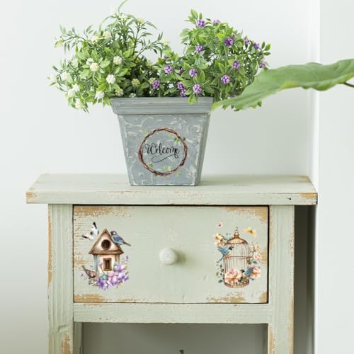 OLYCRAFT 6x12 Inch Spring Rub on Transfers for Furniture and Crafts - style: Spring Bird