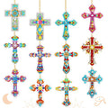Junkin 12 Pcs Cross Diamond Painting Keychains, 5D DIY Craft Kits - style: Cross