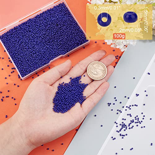 PH PandaHall 6000 Pcs 11/0 Glass Seed Beads, 2mm Seed Beads Round Waist Bead Mini Spacer Bead for Earring Choker Bracelet Neckalce Waist Chain Jewelry DIY Crafts Making, Royal Blue - color: Blue-6000 Pcs