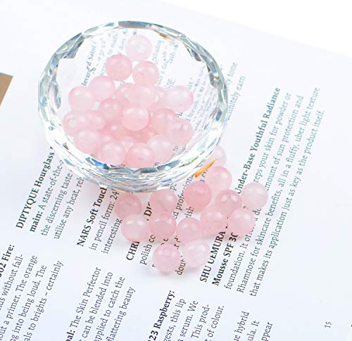 AD Beads Natural Gemstone 8mm Round Loose Beads Big Hole 2.5mm Sized 40pcs (Rose Quartz) - color: Rose Quartz