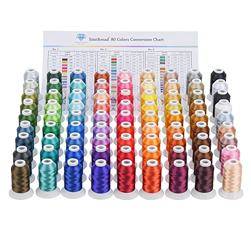 Simthread Polyester Embroidery Thread, 80 Spools Embroidery Machine Threads