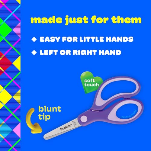 Scotch 5" Soft Touch Blunt Kid Scissors, Purple, 12 Count, Teacher's Pack - size: 12 count - pointed