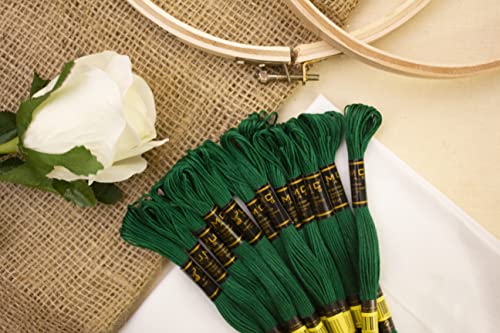 12 Pieces Emerald Green 923 Premium Embroidery Thread | 100% Egyptian Cotton Premium Skeins | Cross Stitch Embroidery Floss | Oeko TEX Certified Stranded Cotton (Emerald Green) - color: Emerald Green