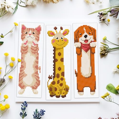 ACRNIGHEET 6PCS Cross Stitch Bookmark Kits for Beginners Cartoon Animals - style: Cartoon animal patterns