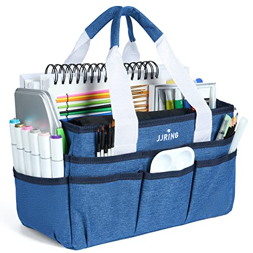 JJRING Craft Organizer Tote Bag Art Storage Caddy Blue - color: Blue, size: Small