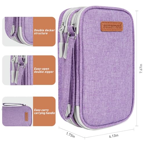 suzamed Double Layer Insulin Cooler Travel Case, Expandable Space,Purple - color: Purple