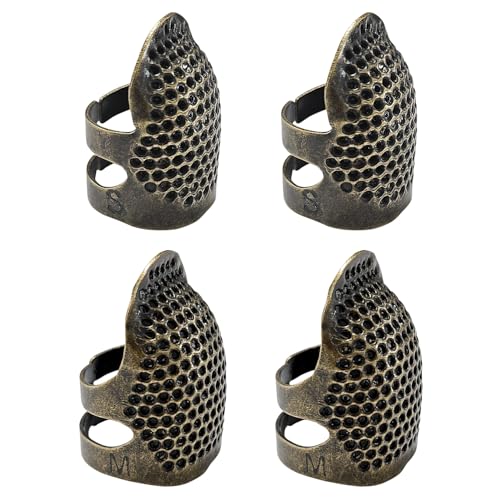 ZESION 4Pcs Sewing Thimbles, Adjustable Metal Thimbles for Hand Sewing Finger Protector, Quilting Craft Accessories for Knitting Needlework DIY Tools, Bronze(2 Sizes, S/M) - color: Adjustable Bronze
