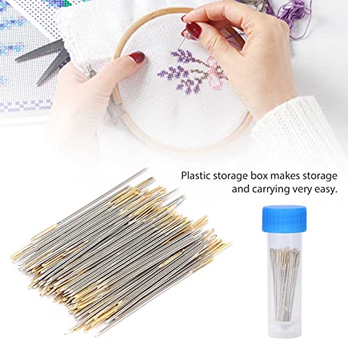 100Pcs Sewing Needles Large Eye Hand Sewing Needles, Large Eye Stitching Needles Cross Stitch Needles with Storage Box for DIY Embroidery Sewing(#26)