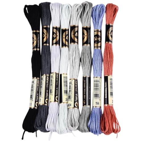 8 Skeins 6 Strands Colorful Embroidery Floss Variegated Cross Stitch Thread Polyester Gradient Friendship Bracelet String Yarn Threads Bulk for Sewing Jewelry Craft Crochet Cloth Bracelets - color: Light Gray, size: 70 Yards