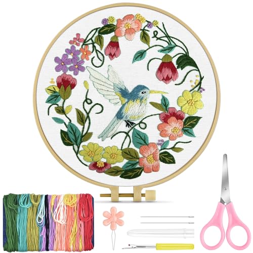 TINDTOP Embroidery Kit for Beginners Adult, Hummingbird Embroidery Kit - color: Hummingbird
