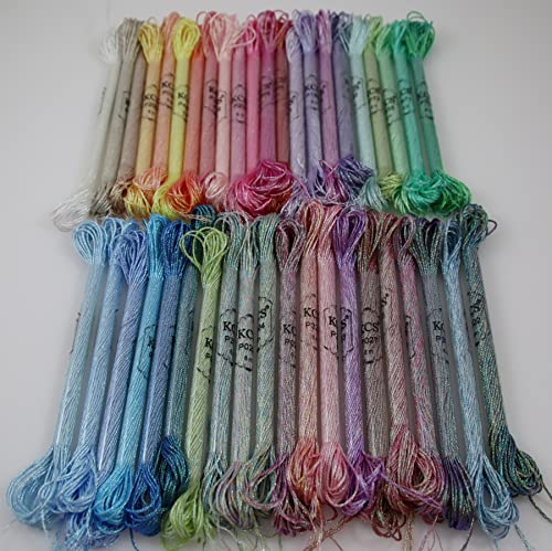 KCS 6-Strand Cross Stitch Metallic Variegated Pearl Shiny Embroidery Floss (42 skeins) - color: 42 skeins