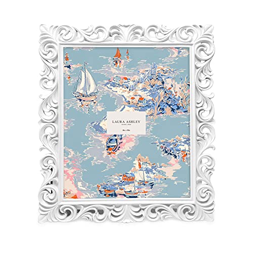 Laura Ashley 8x10 White Vintage Inspired Resin Scroll Design Picture Frame - color: White, size: 8x10