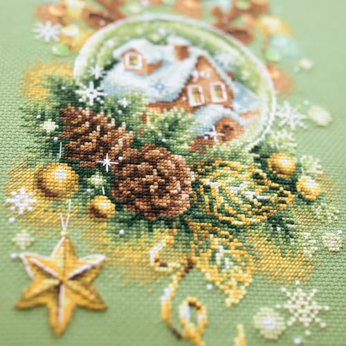 Wizardi Counted Cross-Stitch Kit Light Christmas 100-245 Magic Needle. Advanced Needle Punch Kits for Adults Painted, Beginner Needlepoint Kits for Adults - color: Light Christmas