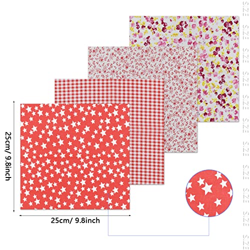 42 Pcs 9.8 x 9.8 Inches Cotton Fabric Sewing Patchwork Squares Quilting Bundles Different Pattern Cloths for Sewing DIY Art Work Supplies Scrapbooking Quilting by Renashed - color: Green/Red/Blue/Pink/Purple/Yellow