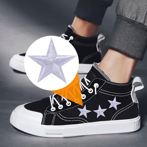 PAGOW 30 Pcs White Star Iron on Patch, 1 Inch Sew on Embroidered Patches - color: 30 White