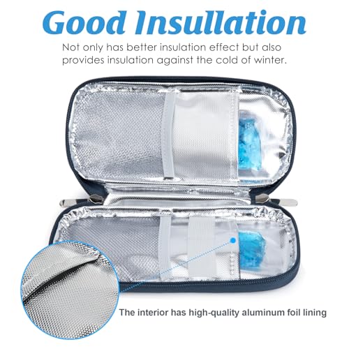 YOUSHARES Insulin Cooler Travel Case - Portable Refrigerated Medicine Case for Insulin Pen, Medication and Diabetic Supplies with 2 TSA Approved Ice Pack - color: Camellia Blue