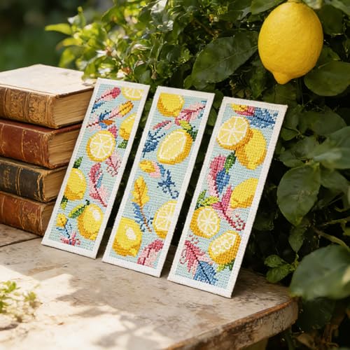 ORIGACH 6 Pack Lemon & Feather Cross Stitch Kit - style: Fresh Lemon & Feather