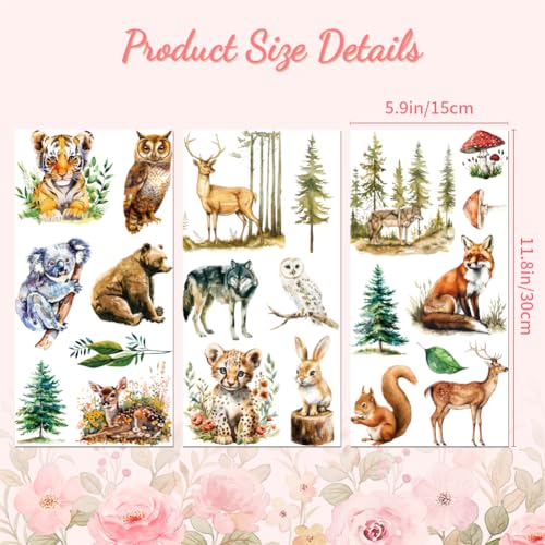 Peacoblue Animals and Forest Rub On Transfers for Furniture Craft 6"x12" - style: Animals and Forest