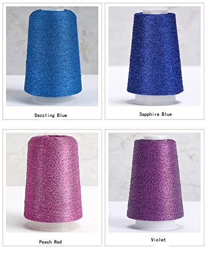 Truevalue 2 Balls Accessory Lurex Yarn, Shining Glitter Metallic Knitting-in Yarn, Sparkle Thread for Knitting and Crochet Sweater Shawl 5000 Yards (Sapphire Blue) - color: Sapphire Blue