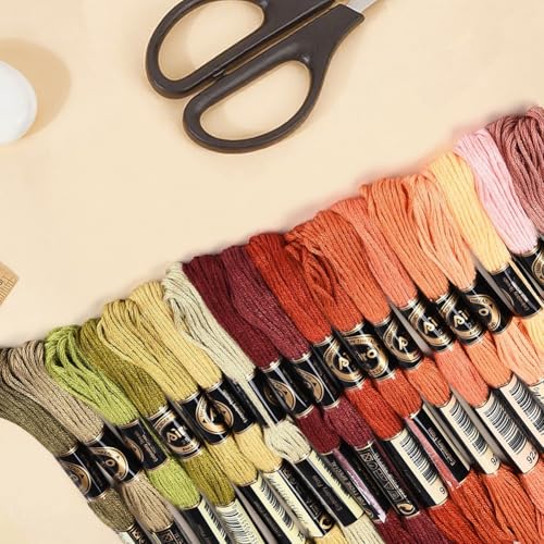 18 Skeins 6 Strands Variegated Colorful Embroidery Floss Cross Stitch Threads Gradient Polyester Friendship Bracelets Yarn String Bulk for Hand Sewing Knitting Crafts Crochet Stitching DIY - color: Autumn Color