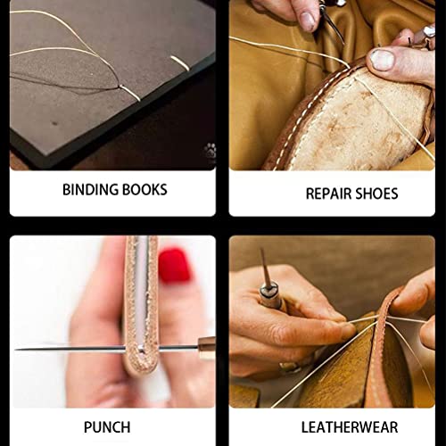 2 Pcs Leather Scratch Awls Tool, Sewing Awl Tool with Wooden Handle