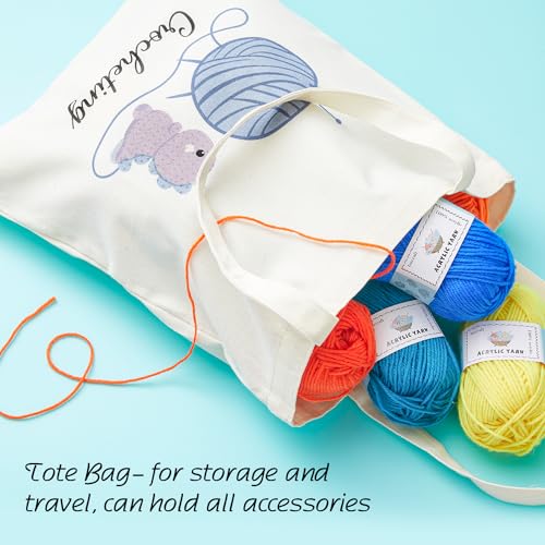 INSCRAFT Crochet Kit for Beginners Adults, 30 Acrylic Yarn Skeins 1650 Yards Yarn, 105 PCS Crochet Kit with Hooks Set,Includes Canvas Tote Bag, Ideal Starter Pack for Professionals - size: 105 Pieces with Canvas Tote Bag