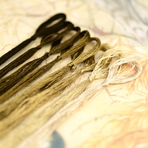 Natural Mulberry Silk Embroidery Thread, 8 Colors, 110m Each, Hand-Dyed Silk Floss for Detailed Needlework, Luxury Handmade Embroidery Set（12） - color: 12